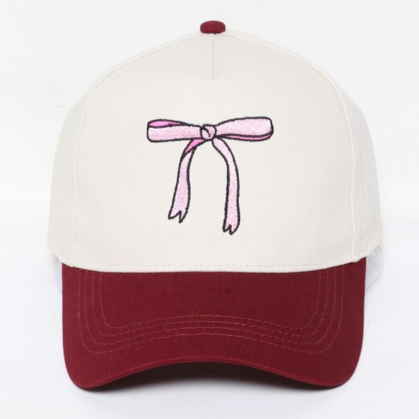Wholesale bow Embroidered Two Baseball Cap One Fits Most Snap Back Closure Cotto