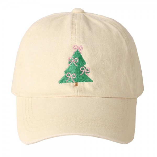 Wholesale bow Christmas Tree Embroidered Baseball Cap One Fits Most Slide Buckle