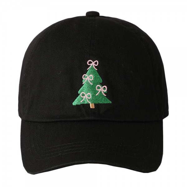 Wholesale bow Christmas Tree Embroidered Baseball Cap One Fits Most Slide Buckle