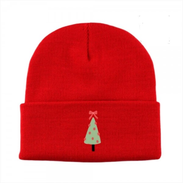 Wholesale bow Christmas Embroidered Knit Cuffed Beanie One Fits Most Acrylic