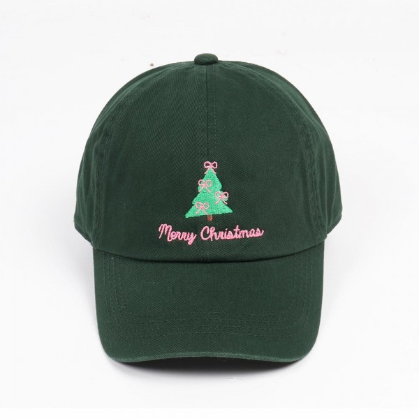 Wholesale merry Christmas Bow Christmas Tree Embroidered Baseball Cap One Fits