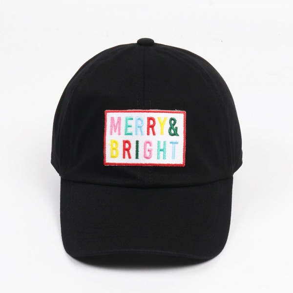 Wholesale merry Bright Embroidered Patch Baseball Cap One Fits Most Slide Buckl