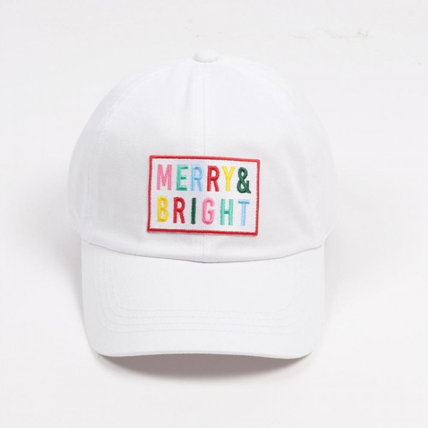 Wholesale merry Bright Embroidered Patch Baseball Cap One Fits Most Slide Buckl