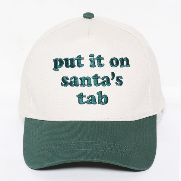 'put it on santa's tab' Embroidered Two Tone Baseball Cap
- One Size Fits Most
- Snap Back Closure
- 100% Cotton