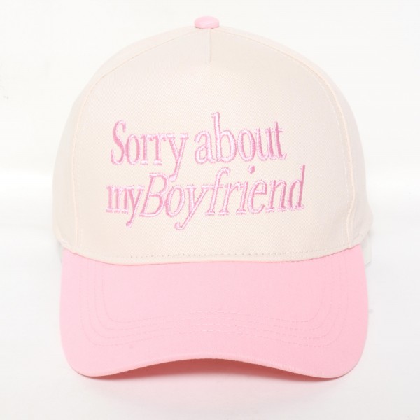 Wholesale sorry about my Boyfriend Embroidered Two Baseball Cap One Fits Most S
