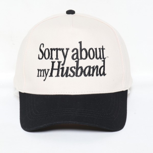 'Sorry about my Husband' Embroidered Two Tone Baseball Cap
- One Size Fits Most
- Snap Back Closure
- 100% Cotton
