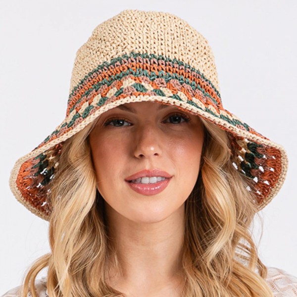Wholesale woven Straw Sun Hat One Fits Most Adjustable Drawstring Hat Brim W Pap