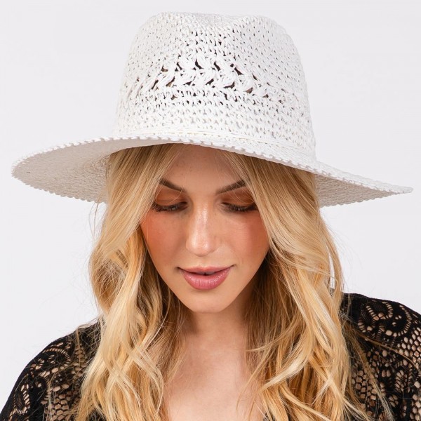 Straw Hat With Straw Bow Band - One Size Fits Most - Adjustable Drawstring - Hat Brim Approximately 3" W - 100% Paper Straw view 5