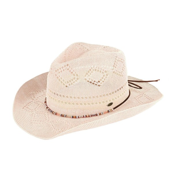 Wholesale c C CBC Woven Cowboy Hat Beaded Charm One Fits Most Adjustable Drawstr