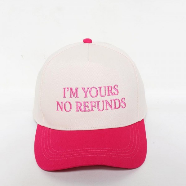 Wholesale i M YOURS NO REFUNDS Embroidered Two Baseball Cap One Fits Most Snap