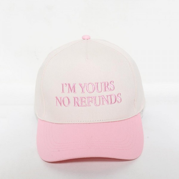 Wholesale i M YOURS NO REFUNDS Embroidered Two Baseball Cap One Fits Most Snap