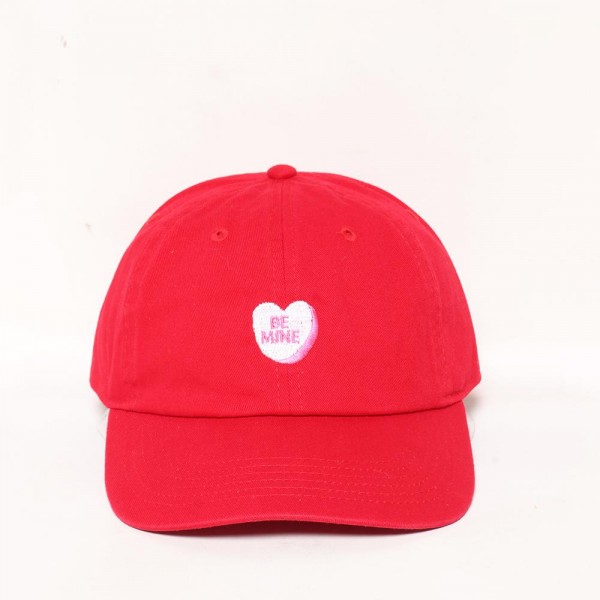 "Be Mine"  Conversation Heart Embroidered Baseball Cap

- One Size Fits Most
- Slide Buckle Adjustment
- 100% Cotton