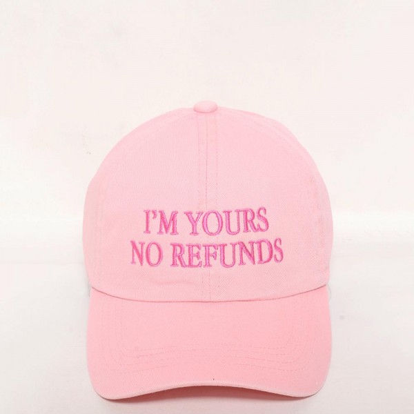 Wholesale i M YOURS NO REFUNDS Embroidered Baseball Cap One Fits Most Slide Buc