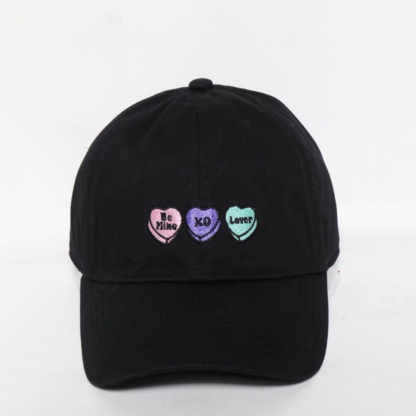 Conversation Hearts Embroidered Baseball Cap

- One Size Fits Most
- Slide Buckle Adjustment
- 100% Cotton