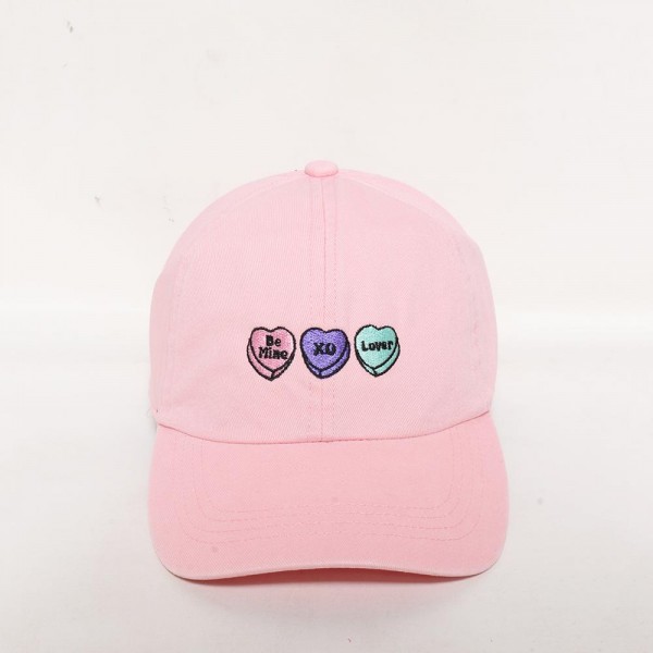 Wholesale conversation Hearts Embroidered Baseball Cap One Fits Most Slide Buckl
