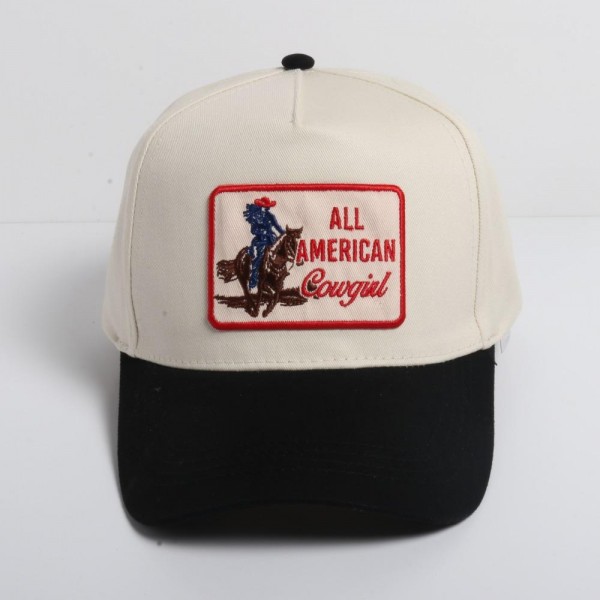 Wholesale all American Cowgirl Embroidered Patch Two Baseball Cap One Fits Most