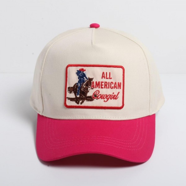 Wholesale all American Cowgirl Embroidered Patch Two Baseball Cap One Fits Most
