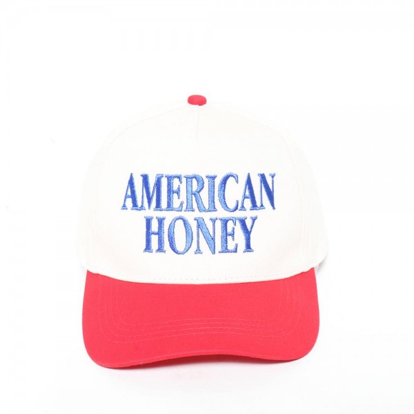 "AMERICAN HONEY" Embroidered Two Tone Baseball Cap 

- One Size Fits Most
- Snap Back Closure
- 100% Cotton