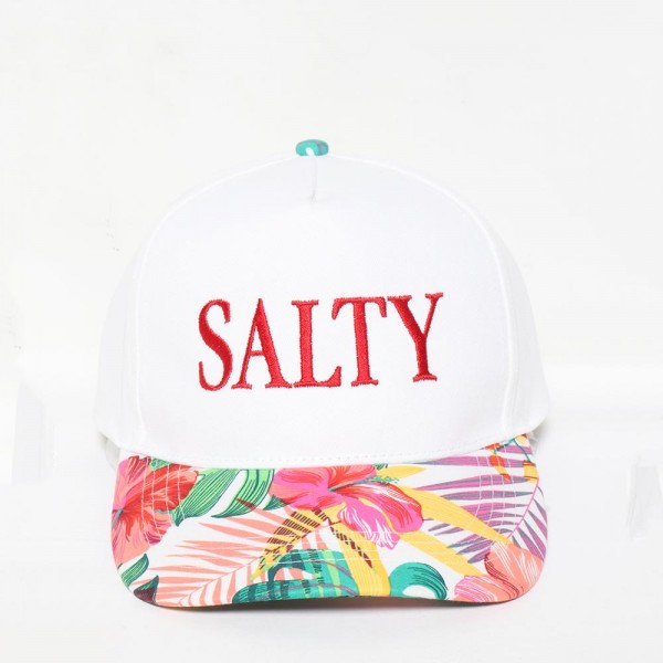 Wholesale salty Embroidered Baseball Cap Floral Print Bill One Fits Most Snap B