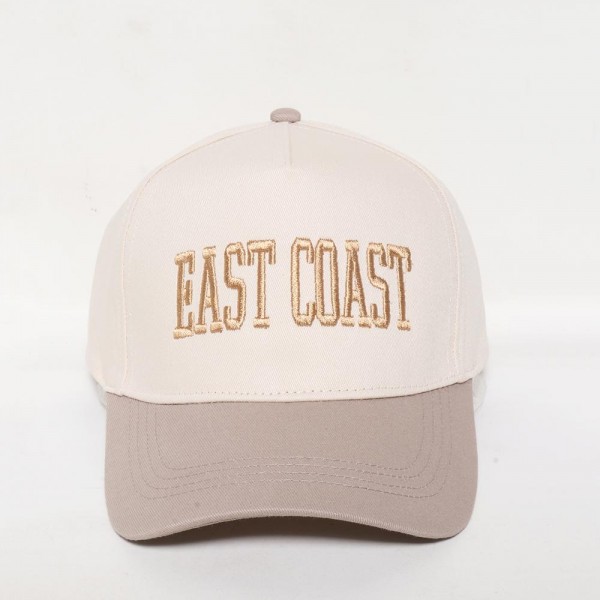 'East Coast' Embroidered Two Tone Baseball Cap

- One Size Fits Most
- Snap Back Closure
- 100% Cotton