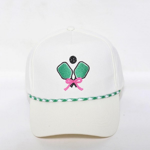 Wholesale pickleball Paddles Bow Embroidered Baseball Cap Rope Detail One Fits M