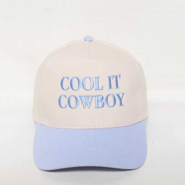 "COOL IT COWBOY" Embroidered Two Tone Baseball Cap

- One Size Fits Most
- Snap Back Closure
- 100% Cotton