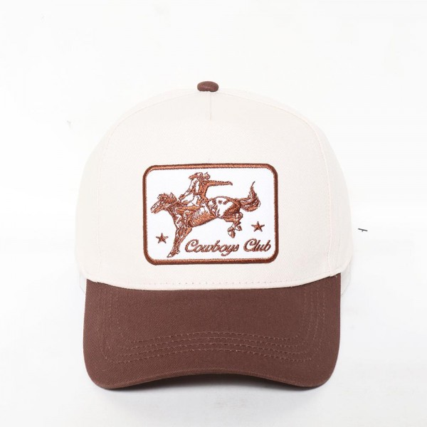 "Cowboy Club" Embroidered Patch Two Tone Baseball Cap

- One Size Fits Most
- Snap Back Closure
- 100% Cotton