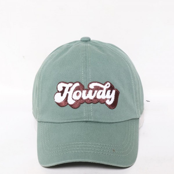 Wholesale howdy Chenille Patch Baseball Cap One Fits Most Slide Buckle Adjustme