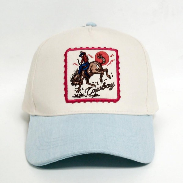 Wholesale cowboy Patch Embroidered Two Baseball Cap One Fits Most Snap Back Clos