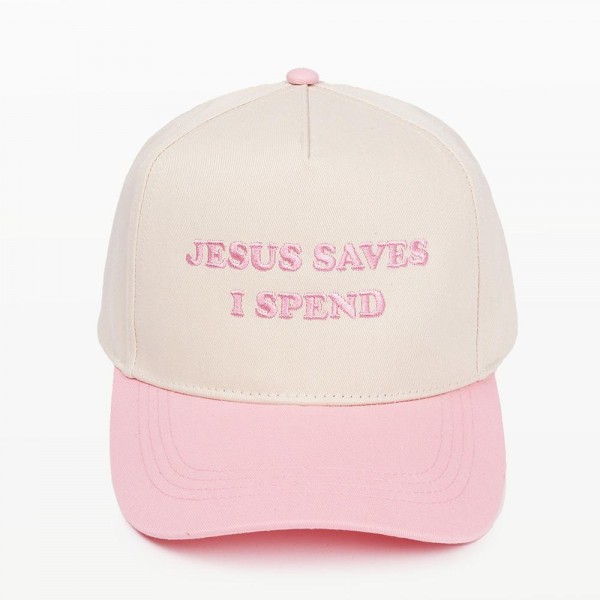Wholesale jESUS SAVES I SPEND Embroidered Two Baseball Cap One Fits Most Snap B