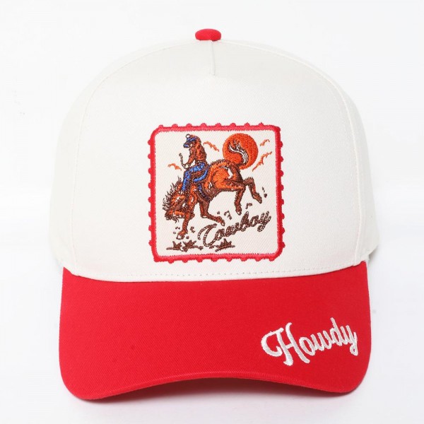Wholesale cowboy Patch Embroidered Two Baseball Cap Howdy Detail One Fits Most S