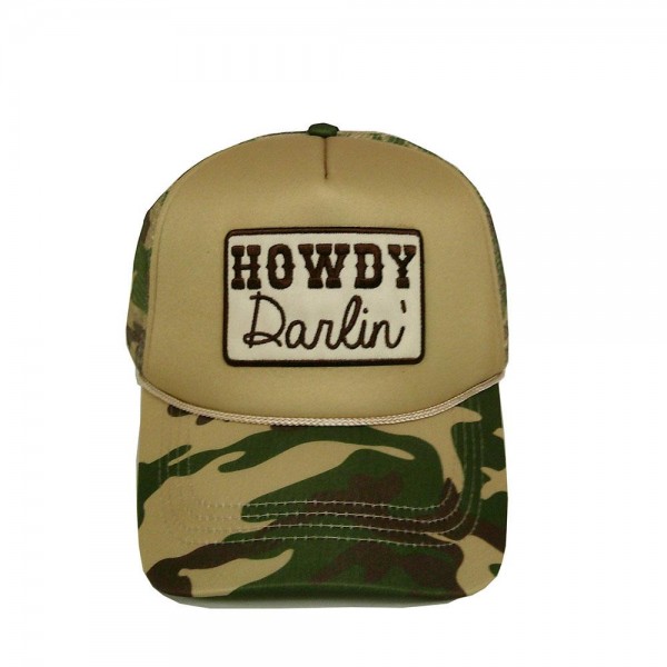 Wholesale hOWDY Darlin Patch Camo Trucker Cap Mesh Back One Fits Most Snap Back