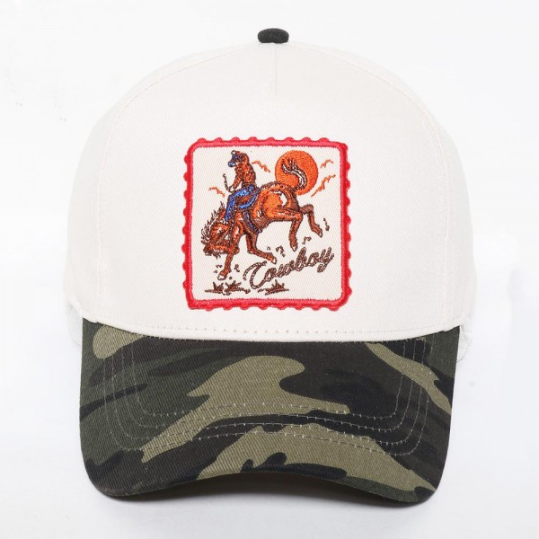 Wholesale cowboy Patch Embroidered Two Camo Baseball Cap One Fits Most Snap Back