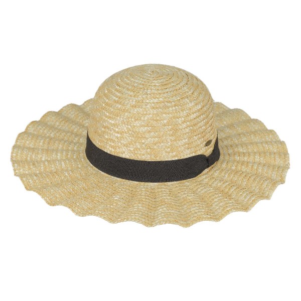 Wholesale c C STE Brim Hat Wheat Straw Waved Brim Sun Hat One Fits Most Internal