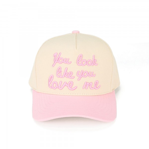 C.C TCM0052
Two Tone Canvas Embroidered "You look like you love me" Baseball Cap

- Snap Back Closure
- One Size Fits Most
- 100% Cotton