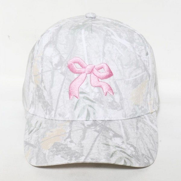 Wholesale bow Embroidered Camo Baseball Cap One Fits Most Snap Back Closure Cott