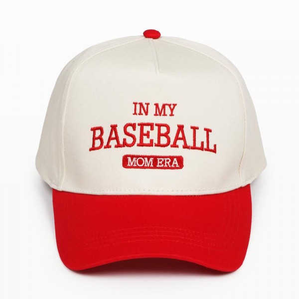 "In My Baseball Mom Era" Embroidered Two Tone Baseball Cap

- One Size Fits Most
- Snap Back Closure
- 100% Cotton