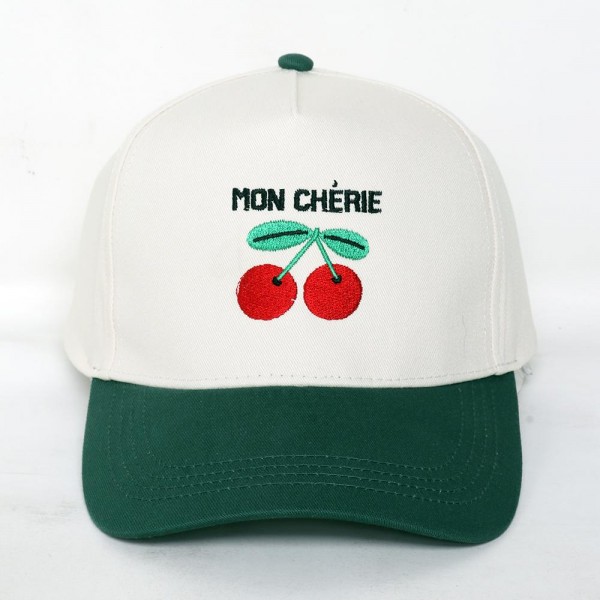 Wholesale mON CHERIE Cherries Embroidered Two Baseball Cap One Fits Most Snap B