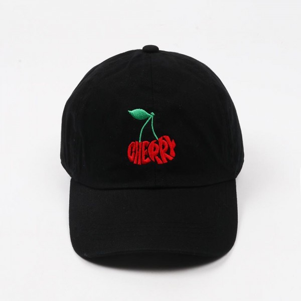 Wholesale cherries CHERRY Calligram Embroidered Baseball Cap One Fits Most Slide