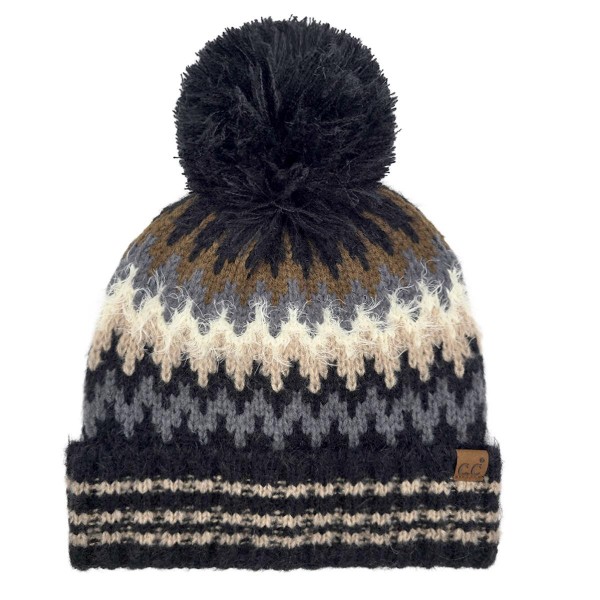 C.C HTC0060
Multi Color Chevron Pom Beanie 
- 55% Polyester / 25% Acrylic / 20% Nylon
- One Size Fits Most