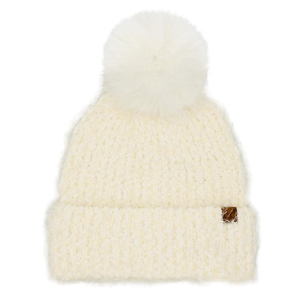 C.C HTC0061
Boucle Beanie With Faux Fur pom

- 46% Polyester / 32% Nylon / 22% Acrylic
- One Size