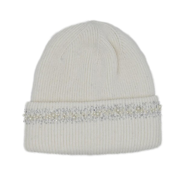 C.C HTC0067
Pear & Rhinestone Embellishments Angora Cuff Beanie 

- 47% Rayon / 31% Polyester / 22% Nylon
- One Size Fits Most