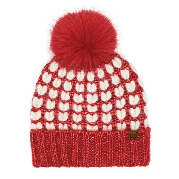 C.C HTC0128
Heart Pattern Pom Beanie

- 57% Acrylic / 40% Polyester / 3% Wool 
- One Size Fits Most