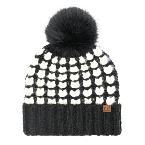 Wholesale c C HTC Heart Pattern Pom Beanie Acrylic Polyester Wool One Fits Most