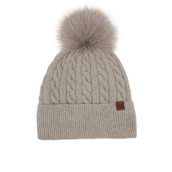 C.C HTC0141
Cable Knit Pattern Pom Beanie

- 43% Acrylic / 34% Polyester / 22% Nylon / 1% Spandex
- One Size Fits Most 