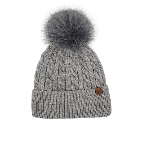 C.C HTC0141
Cable Knit Pattern Pom Beanie

- 43% Acrylic / 34% Polyester / 22% Nylon / 1% Spandex
- One Size Fits Most 