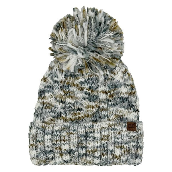 C.C HTE0137
Multi Color Cable Pom Beanie 

- 65% Recycled Polyester / 20% Acrylic / 10% Nylon / 5% Wool 
- One Size Fits Most 