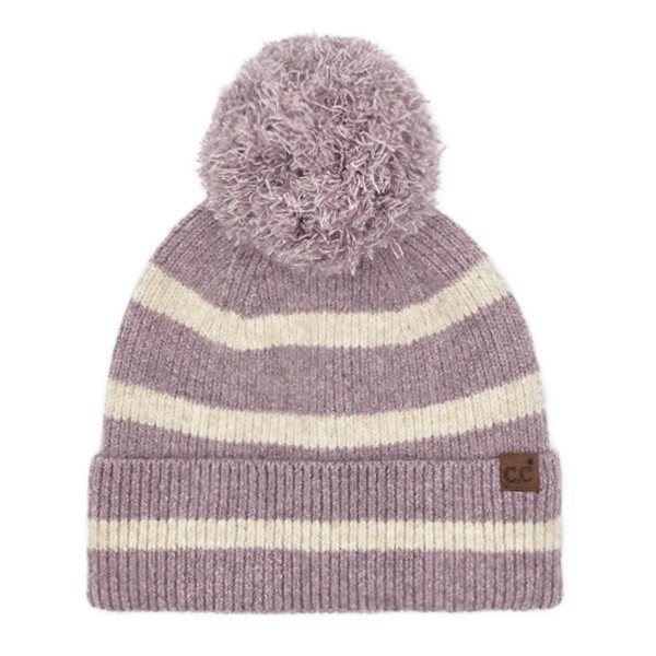 C.C HTE0141
Stripe Yarn Pom Beanie

- 65% Recycled Plastic / 13% Acrylic / 13% Nylon / 6% Wool / 3% Spandex
- One Size Fits Most