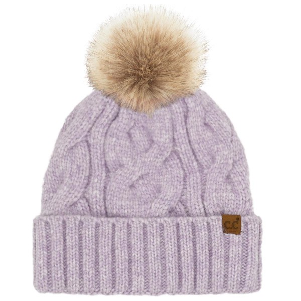 C.C HTE0149POM
Cable Cuff Beanie

- 50% Recycled Polyester / 33% Polyester / 8% Nylon / 6% Wool / 3% Spandex
- Satin Lining Inside 
- One Size Fits Most