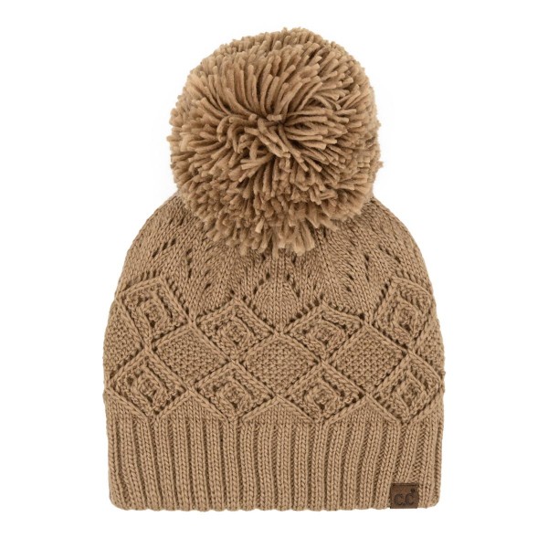 C.C HTE0157
Diamond Lace Pattern Yarn Pom Beanie

- 100% Acrylic Iceland Wool
- One Size Fits Most